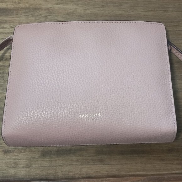 💲💲💲SALE‼️🎉Kate Spade FuFu Pink Pebbled Leather Pouch Wristlet - Picture 2 of 14